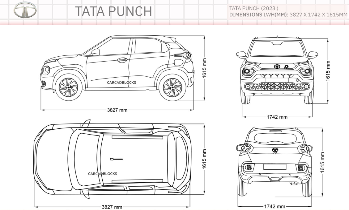 Tata Punch dimensions